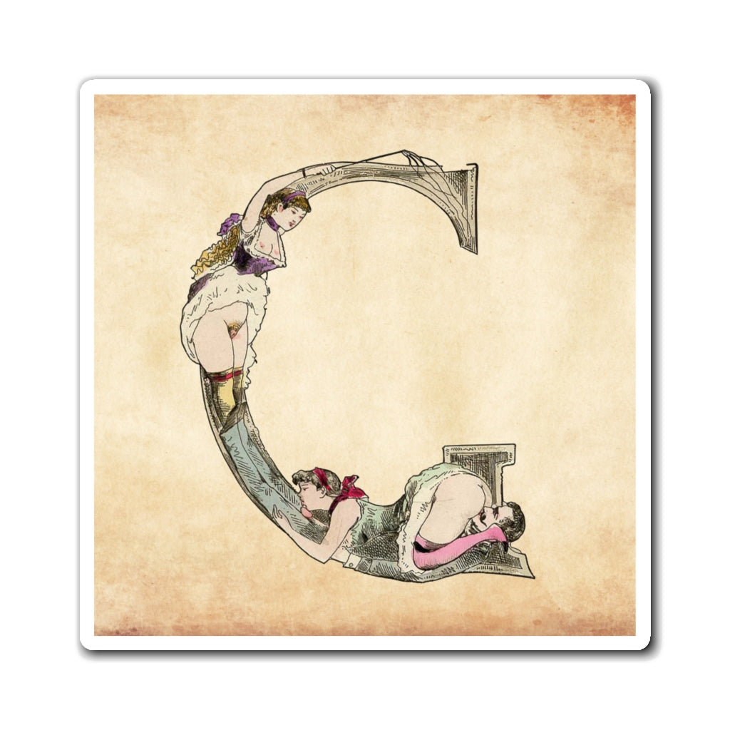Magnet featuring the letter G from the Erotic Alphabet, 1880, by French artist Joseph Apoux (1846-1910)