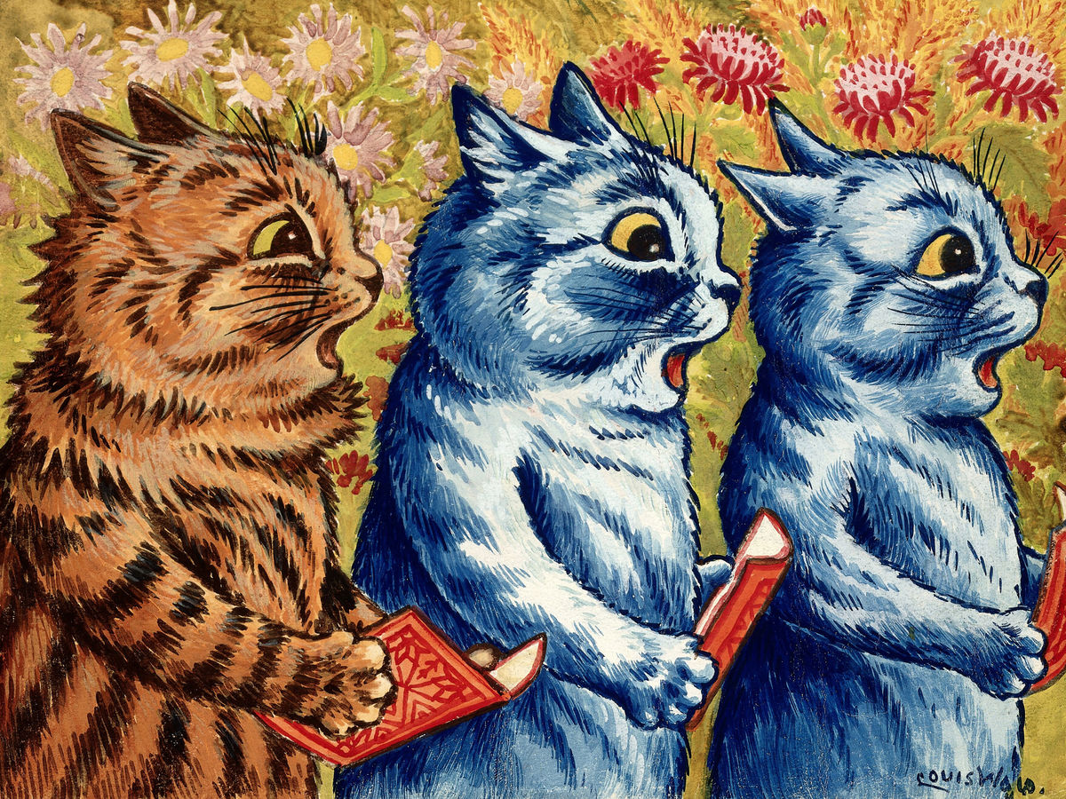 Tres gatos cantando